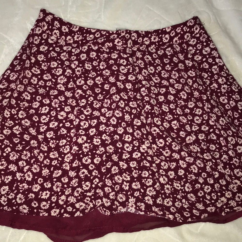 Red floral skater skirt
